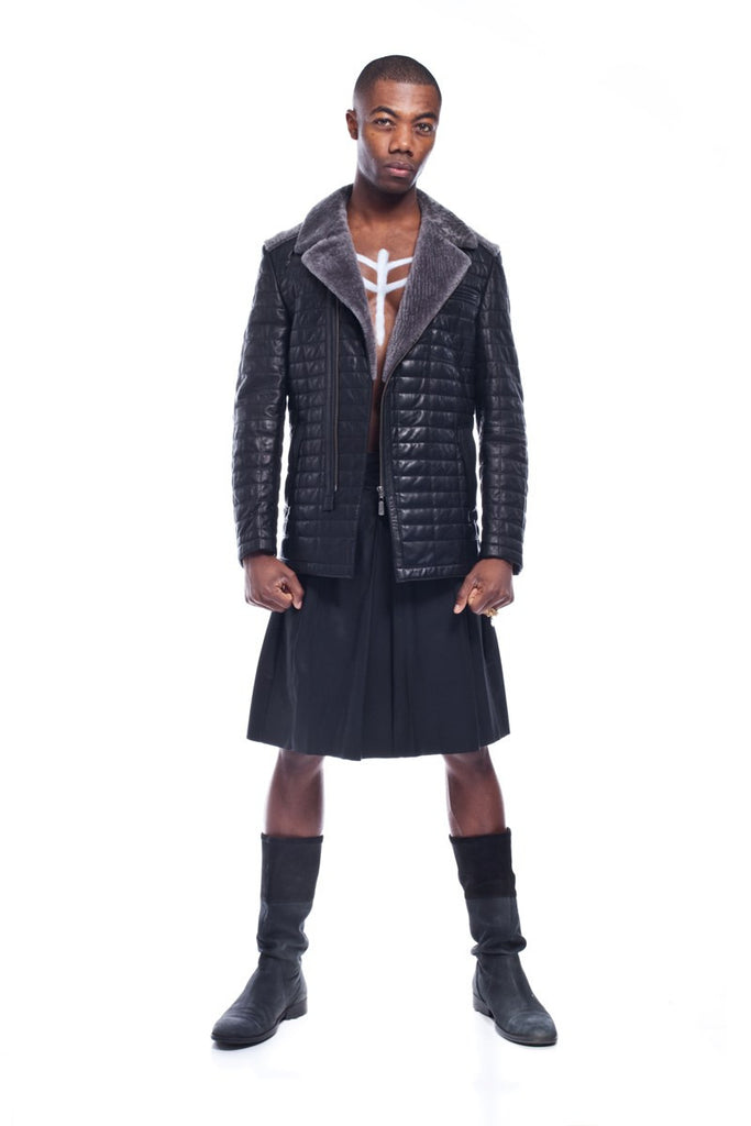 Dire Wolf Men's Quilted Fur Leather Jacket – leatheron