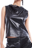 Irri Leather Slouch Neck Top